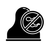 cervicale Glyph-pictogram. veilige seks. barrière anticonceptiemiddel. vrouwelijk conserveermiddel. condoom voor zwangerschapspreventie. sti bescherming. silhouet symbool. negatieve ruimte. vector geïsoleerde illustratie