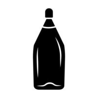 dessertwijn service glyph icoon. alcoholische drank. fles met kurk. feest, evenement zoet aperitief drankje. bar, restaurant, wijnmakerij. silhouet symbool. negatieve ruimte. vector geïsoleerde illustratie