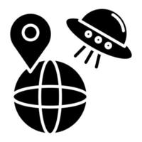 ufo aarde glyph icoon vector