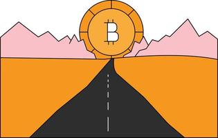 bitcoin bevindt zich in het mijngebied. vector