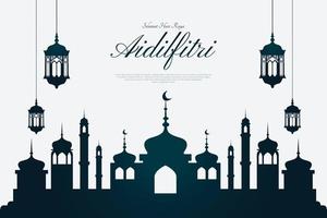 islamitische wenskaart gelukkige eid al-fitr islamitische achtergrond vector