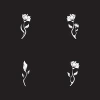 bloem icoon en symbool met zwarte achtergrond vector