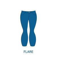 flare broek type vrouw broek silhouet pictogram. moderne kledingstijl voor vrouwen. mode vrijetijdskleding. mooi type vrouwelijke jeansbroeken. broek, losse broek. geïsoleerde vectorillustratie. vector