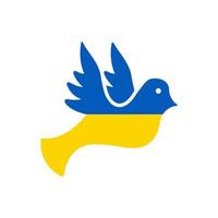 duif Oekraïense vlag symbool van vrede en solidariteit silhouet icoon. blauw, geel duif embleem pictogram. duiven liefde, vrijheid, geen teken van oorlog. Oekraïne patriottische vogel icoon. geïsoleerde vectorillustratie. vector