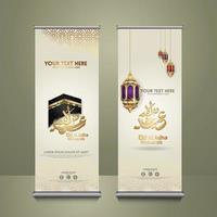 roll-up bannerset voor eid al adha mubarak-evenementen. vector illustratie