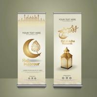 roll-up bannerset voor eid al adha mubarak-evenementen. vector illustratie