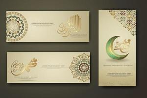 profeet mohammed in arabische kalligrafie, spandoeksjabloon instellen vector