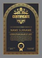 certificaat ontwerp. diploma valuta grens sjabloon. donker gekleurde cadeaubon award achtergrond. vector