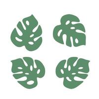 vier groene monstera bladeren vector