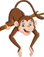 cartoon grappige aap op een boomtak vector