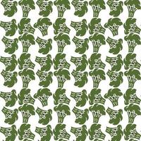 naadloos broccolipatroon. doodle vector groene broccoli pictogrammen. vintage groen broccolipatroon