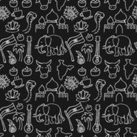 Indiase vector iconen. naadloze patroon met doodle Indiase pictogrammen. je kunt dit gebruiken als achtergrond voor een trouwkaart of wenskaart