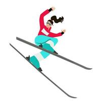 illustratie van een vrouw skiër. vector
