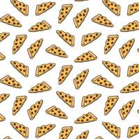 handgetekende vectorillustratie van pizzapatroon in cartoonstijl vector