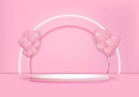 minimale 3D-scène productweergave cirkel podium geometrische achtergrond roze kleur vector