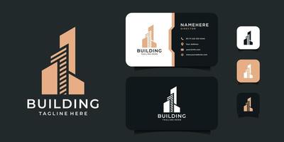 gebouw architectuur appartement logo en visitekaartje ontwerp vector inspiratie sjabloon