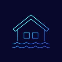 overstroming lijn vector pictogram met een huis