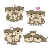 illustratie van de familie van de schattige otters.