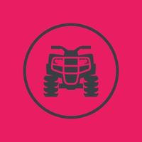 quad bike-pictogram in cirkel, terreinwagen, atv, vierwieler, vectorillustratie vector