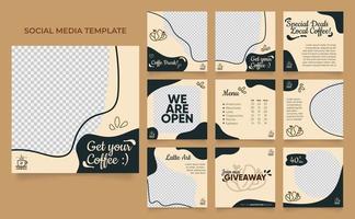 volledig bewerkbare social media sjabloon banner koffie verkoop promotie vector