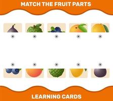 overeenkomen met cartoon fruit onderdelen. bijpassende spel. educatief spel voor kleuters en peuters vector