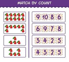 match door telling van cartoon rose apple. match en tel spel. educatief spel voor kleuters en peuters vector