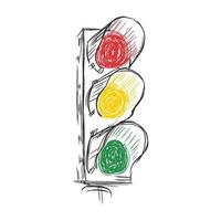 verkeerslichten, al het licht is aan, met de hand getekende vectorillustratie vector