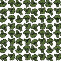 naadloos broccolipatroon. doodle vector groene broccoli pictogrammen. vintage groen broccolipatroon. gezond eten