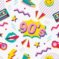 retro jaren 90 thema naadloos patroon vector