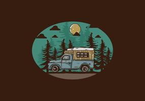 houten camper in het bos illustratie vector