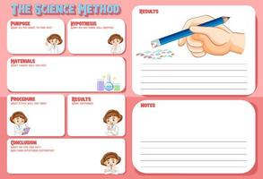 het werkblad van de wetenschappelijke methode voor kinderen vector