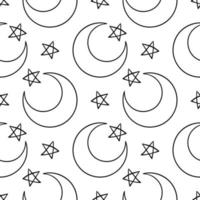 met de hand getekend naadloos patroon van maan en sterren vector