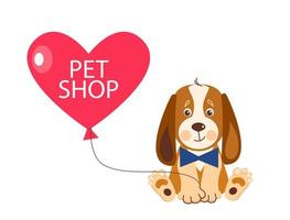 dierenwinkel banner ontwerpsjabloon. vector cartoon illustratie van katten, honden, huis, eten