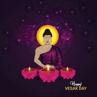 creatief ontwerp van happy vesak day banner vector