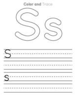 s werkblad voor het traceren van brieven. werkblad voor kinderen met hoofdletters en kleine letters of alfabet traceren vector