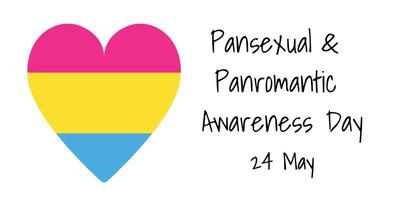panseksueel hartpictogram in de kleuren van de panseksuele trotsvlag. pansexual panromantische bewustzijnsdag op 24 mei - eenvoudig horizontaal vectorbannerontwerp. vector