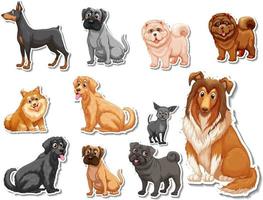 stickerset van verschillende honden cartoon vector