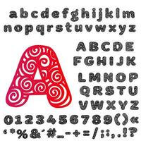 opengewerkte lettertype vector schets