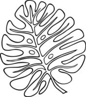 lijntekening monstera blad. blad tropische plant vector. moderne enkele lijntekeningen, contour. voor home decor zoals posters, kunst aan de muur, draagtas of t-shirt print, sticker, mobiele case vector