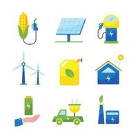 icon pack groene technologie vector