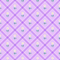 schattig frangipani plumeria element lila violet paars diagonaal streep gestreept lijn tilt geruit plaid tartan buffel scott gingang patroon vierkante achtergrond vector cartoon illustratie picknick mat