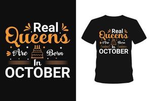 echte koninginnen verjaardag typografie hand verdrinken belettering t-shirt en kalligrafie t-shirt ontwerpen vector