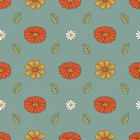 naadloos patroon met eenvoudige bloemen. bloemenprint hippie jaren 60 vector