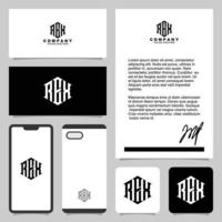 creatief letter rex monogram logo-ontwerp met sjabloon voor briefpapier vector