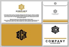 letter bck monogram logo-ontwerp met sjabloon voor briefpapier vector