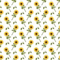 naadloze patroon met gele zonnebloemen op witte achtergrond. print met element van de natuur, plant voor decoratie en design. platte vectorillustratie vector