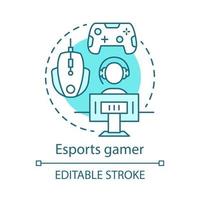 esports gamer concept icoon. gaming uitrusting, milieu. e sportaccessoires. apparaten voor videogames. game speler idee dunne lijn illustratie. vector geïsoleerde overzichtstekening. bewerkbare streek