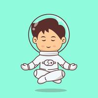 schattige kleine astronaut yoga houdingen. ruimtetechnologie vectorillustratie vector