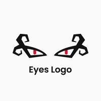 oog logo concept. ,zwart en rood. ogen met rode pupillen. witte achtergrond. voor logo, icoon, symbool en teken vector