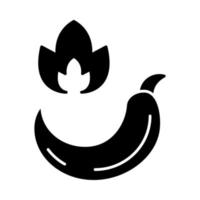 hete peper glyph icoon. Rode hete chilipeper. vuur peperpod. silhouet symbool. negatieve ruimte. vector geïsoleerde illustratie